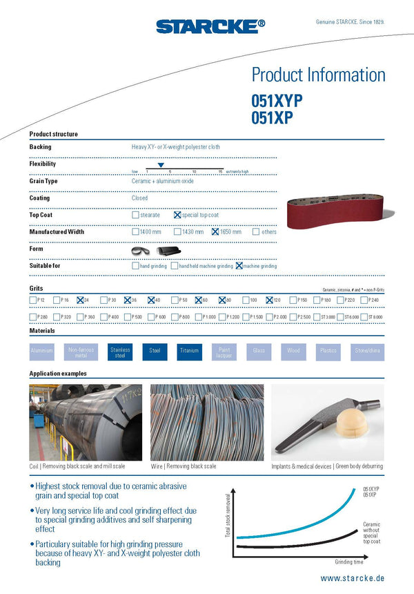 Starcke Ceramic 24 Grit - 051XP material (2x72”)