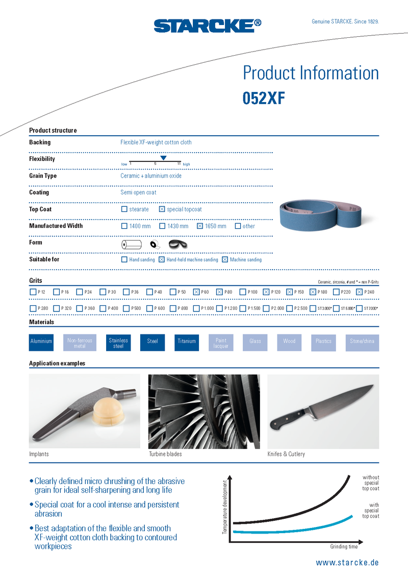 Starcke Ceramic Grit - 052XF material (2x72”)