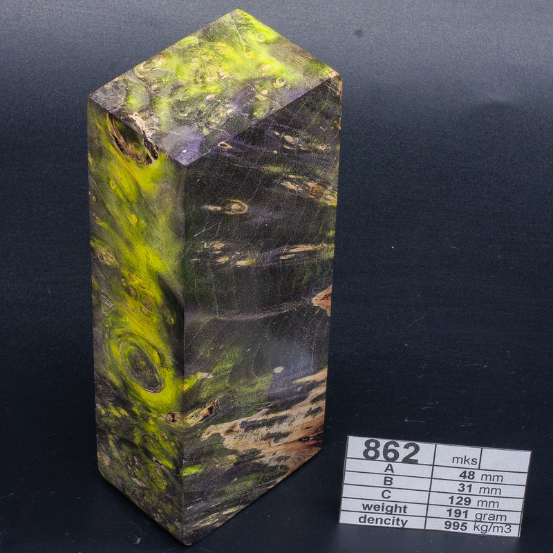 GREEN MAPLE BURLS by Oleg (Knife-Wood) Acid Green Black- 862