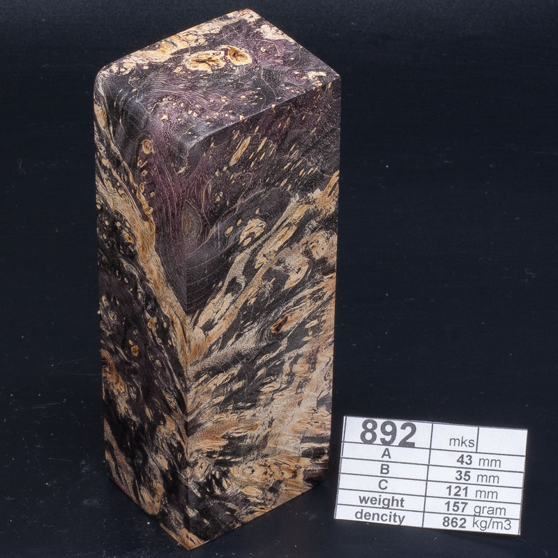 Albino Maple Burl, Birch and more by Oleg (Knife-Wood) Maple Burl - Black Albino 892