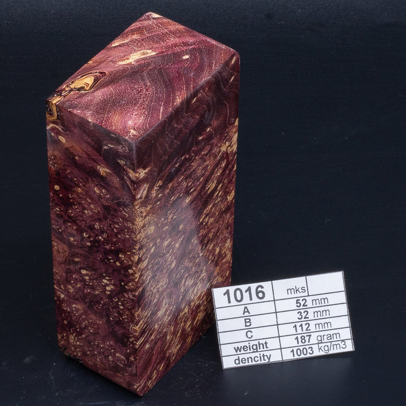 Albino Maple Burl, Birch and more by Oleg (Knife-Wood) Maple Burl - Bordeaux Albino 1016