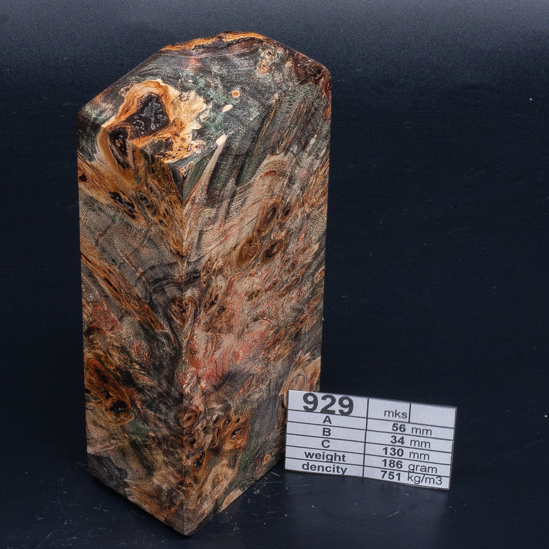 BLACK Maple Burl by Oleg (Knife-Wood) Dark Tones Maple Burl 929