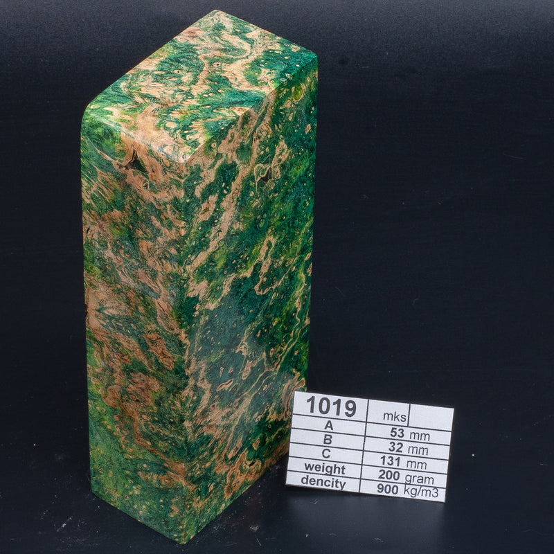 Albino Maple Burl, Birch and more by Oleg (Knife-Wood) Maple Burl - Green Albino 1019