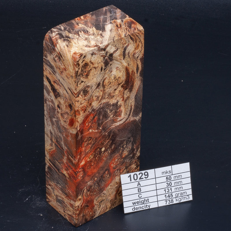 Albino Maple Burl, Birch and more by Oleg (Knife-Wood) Maple Burl - Orange Albino 1029