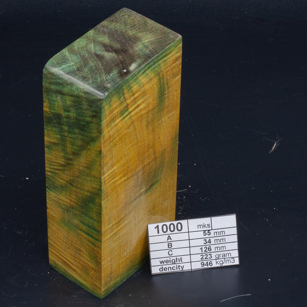 QUILTED Maple and Ash by Oleg (Knife-Wood) QUILTED ASH IN Yellow Green 1000