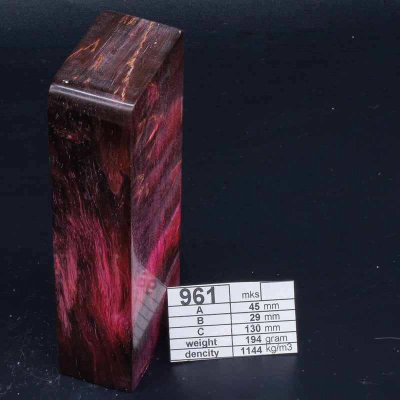 PURPLE AND PINK KARELIAN BIRCH by Oleg (Knife-Wood) PINK SPALTED KARELIAN BIRCH 961