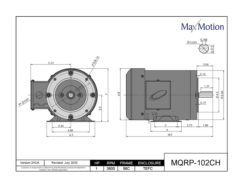 MAXMOTION 1HP 3 Phase Motor (3600 RPM)