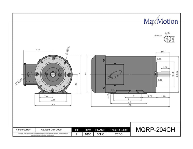 MAXMOTION 2HP 3 Phase Motor